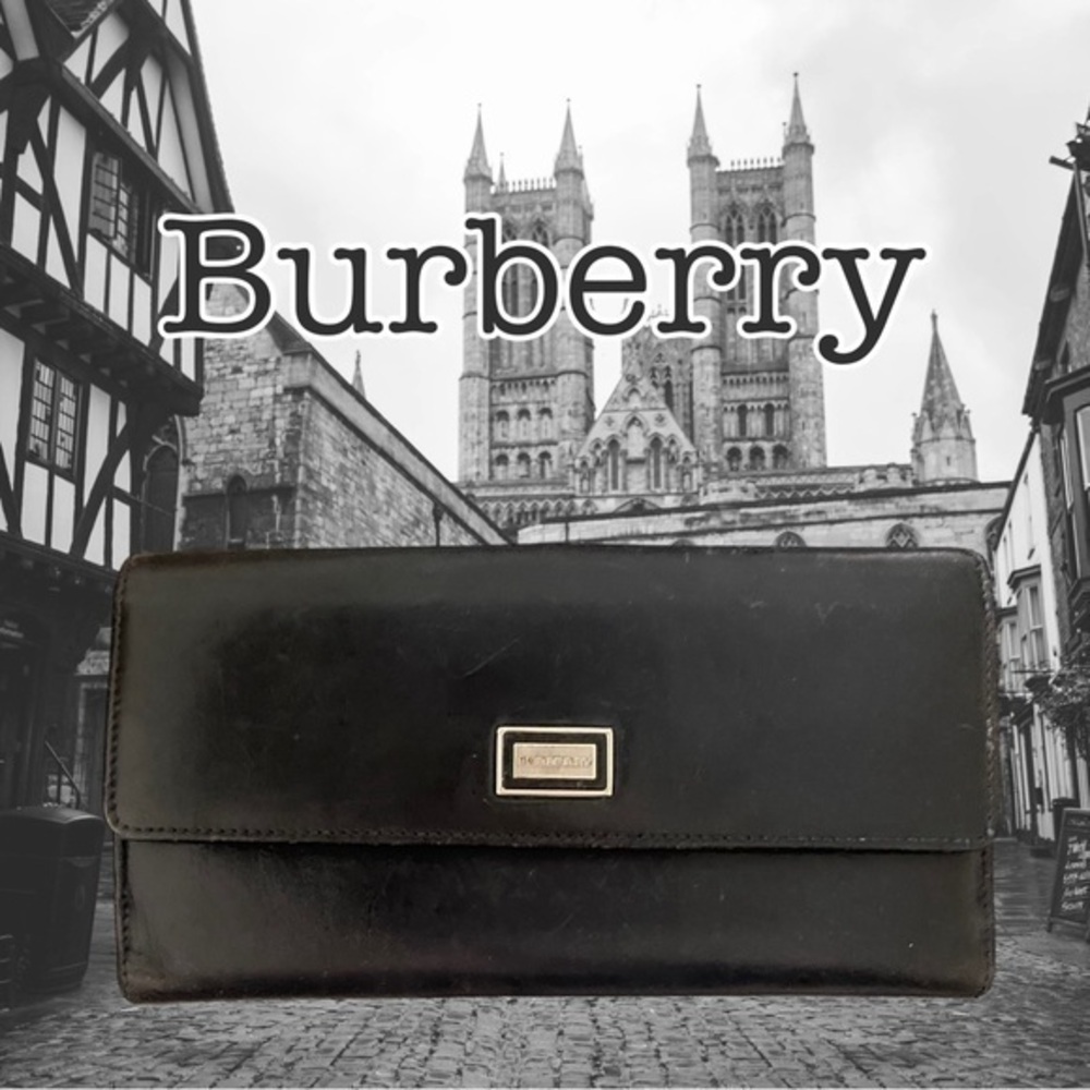 Burberry London Trifold Black Leather Long Wallet 😍🤩 Authenticated